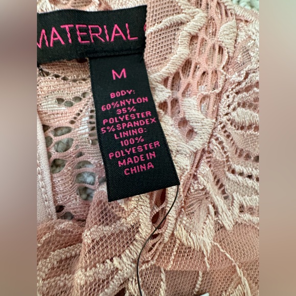 Material Girl Pink Floral Lace Long Sleeve Dress Women Junior Size Medium - Picture 6 of 15